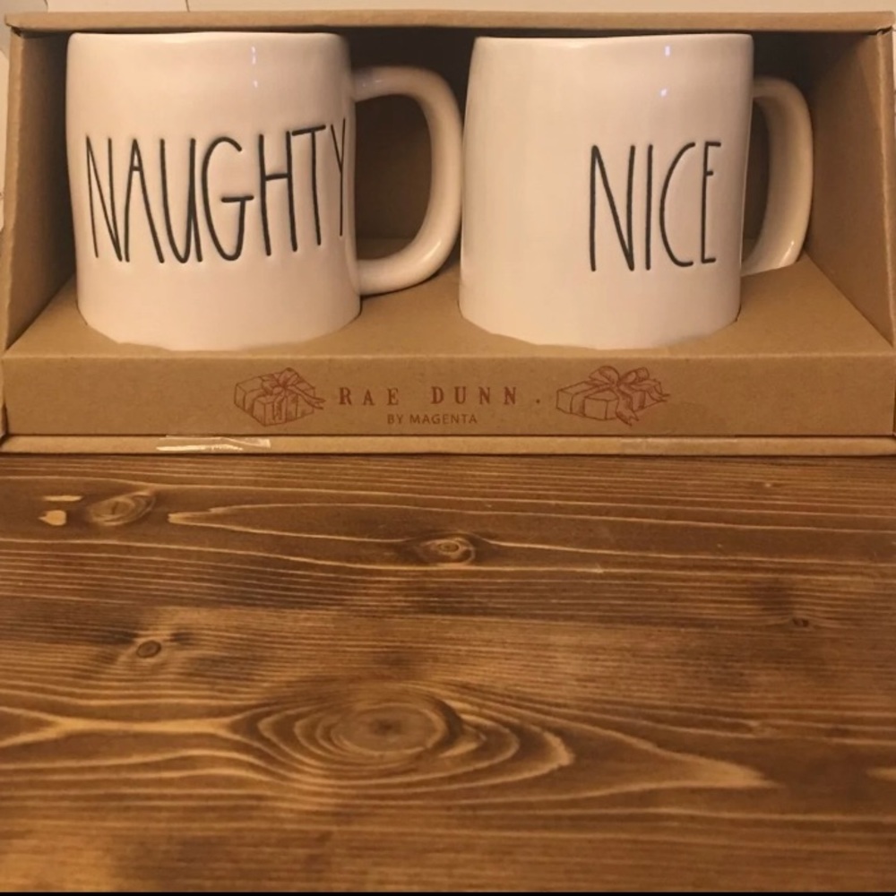 Rae Dunn naughty and nice mug set